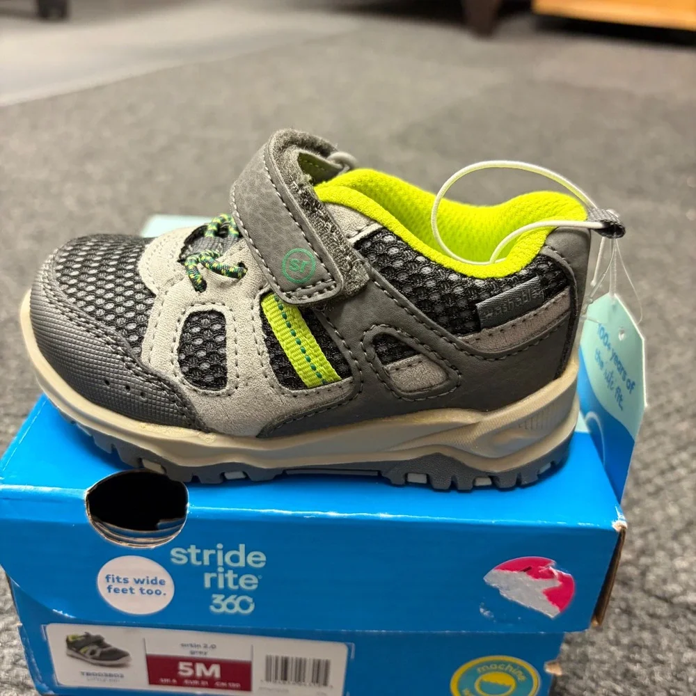 Stride Rite 360 Artin 2.0 Grey Lime Toddler Sneakers TB003802 Size 5M Wide Fit
